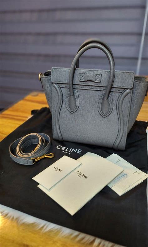 celine nano kohl grey|CELINE Drummed Calfskin Nano Luggage Kohl .